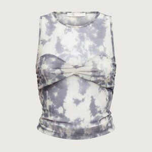 NWT OAK + FORT Mesh Tank Top With Ruched Bralette